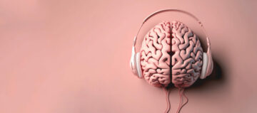 Headphones on the brain give the concept How Music Affects the Brain.