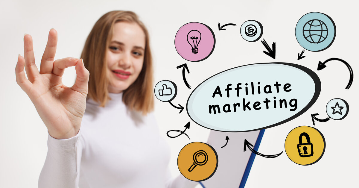 A young women pointing to affiliate marketing and how to become one